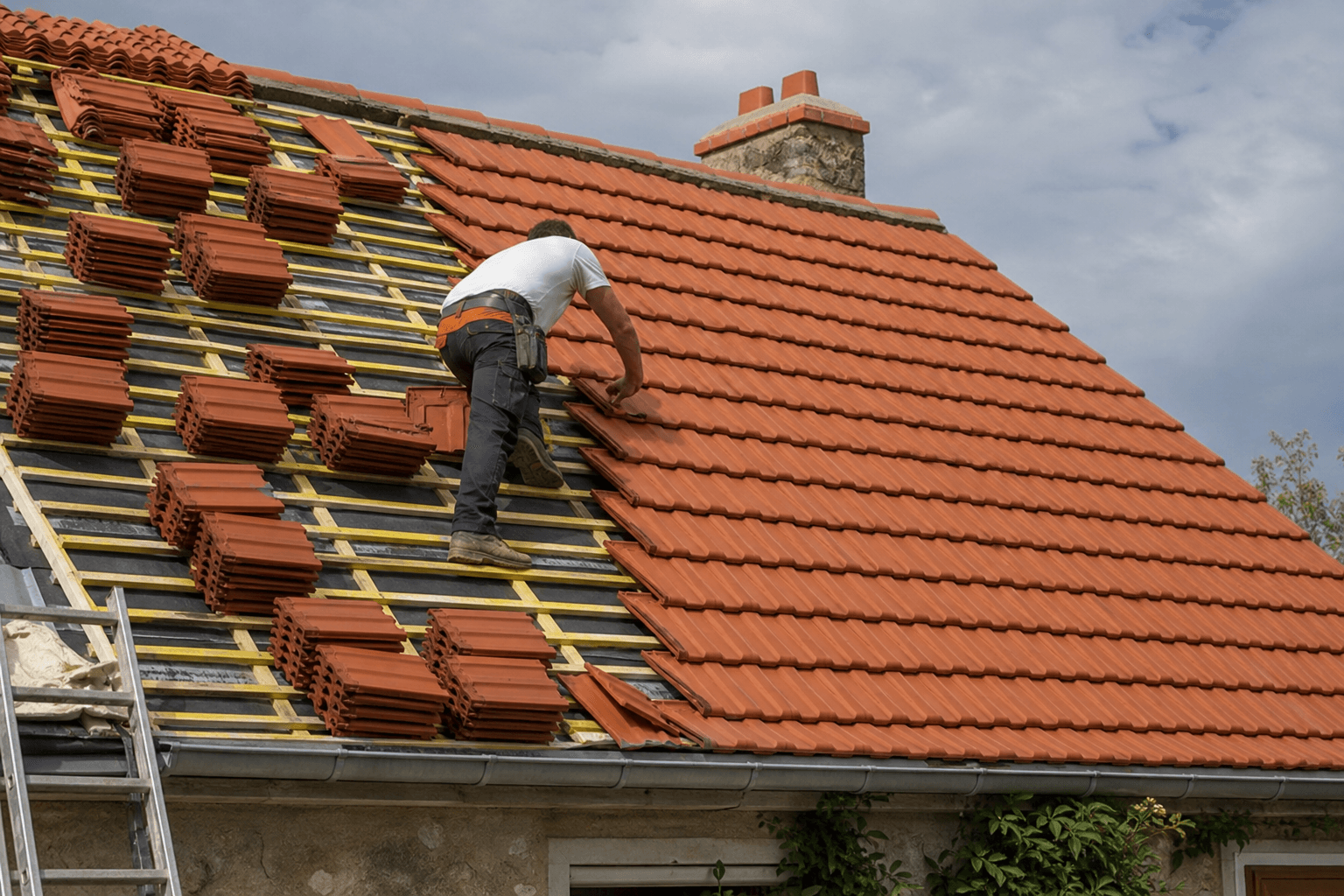 Rénovation complète d'une toiture en tuiles