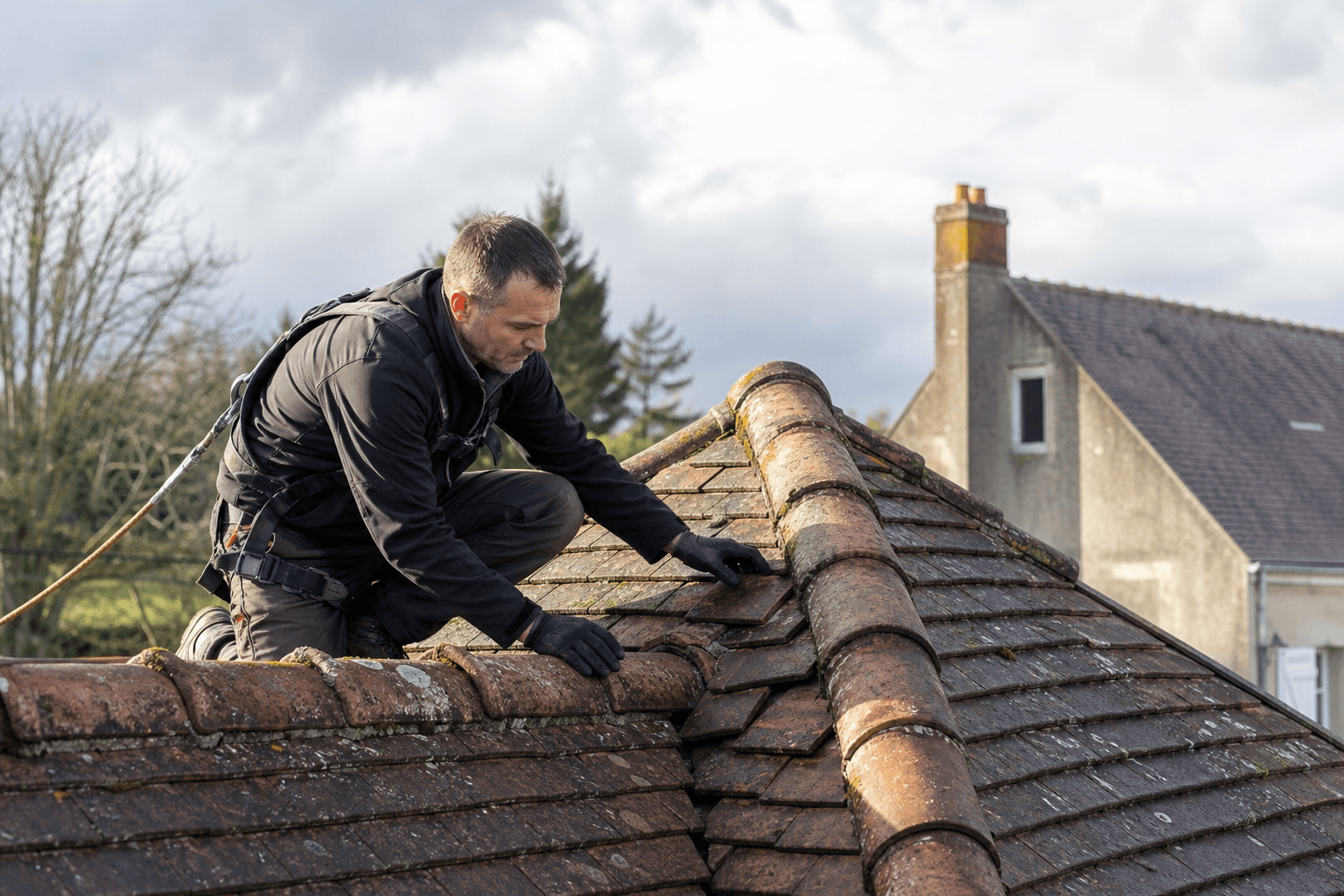 Diagnostic de toiture après tempête dans le Loir-et-Cher avec contrôle du faîtage et des tuiles